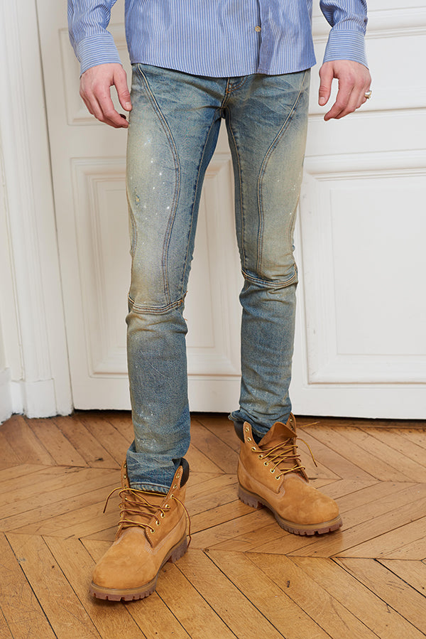 FITTED WASHED OUT DENIM PANTS