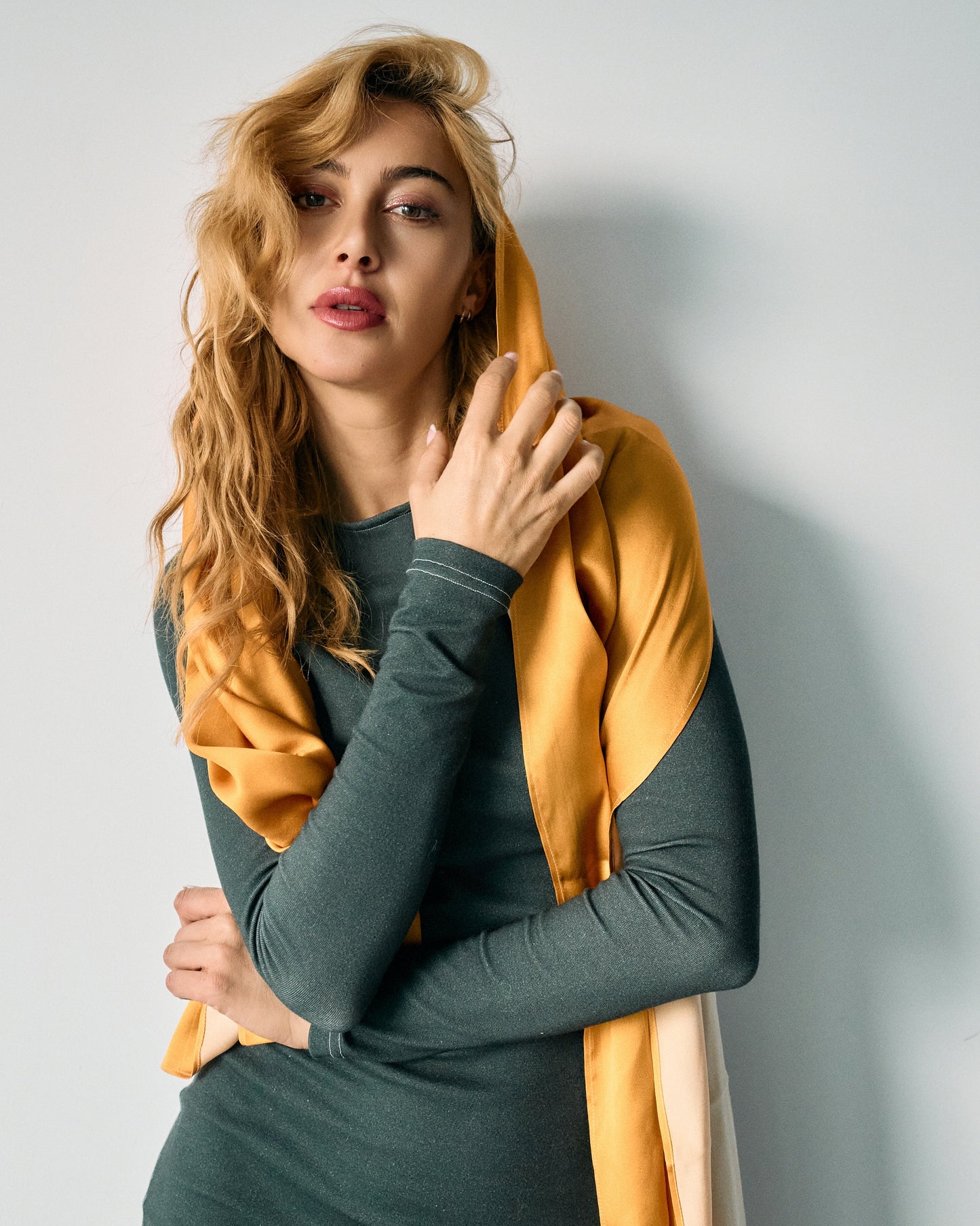 ALTA MODA MIAMI OVERSIZED STRETCH SILK DOUBLE GEORGETTE SCARF