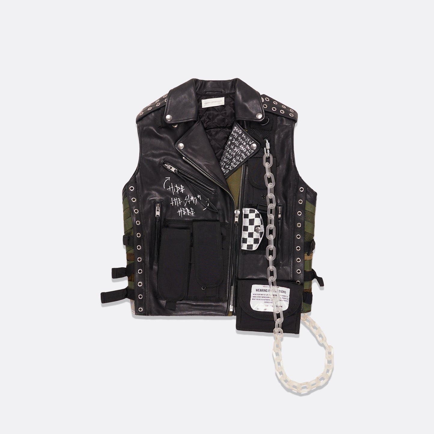 UPCYCLED LEATHER SLEEVELESS JACKET