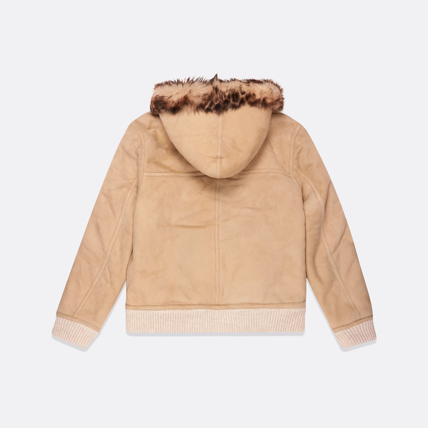 SHEARLING HOODED LEATHER JACKET