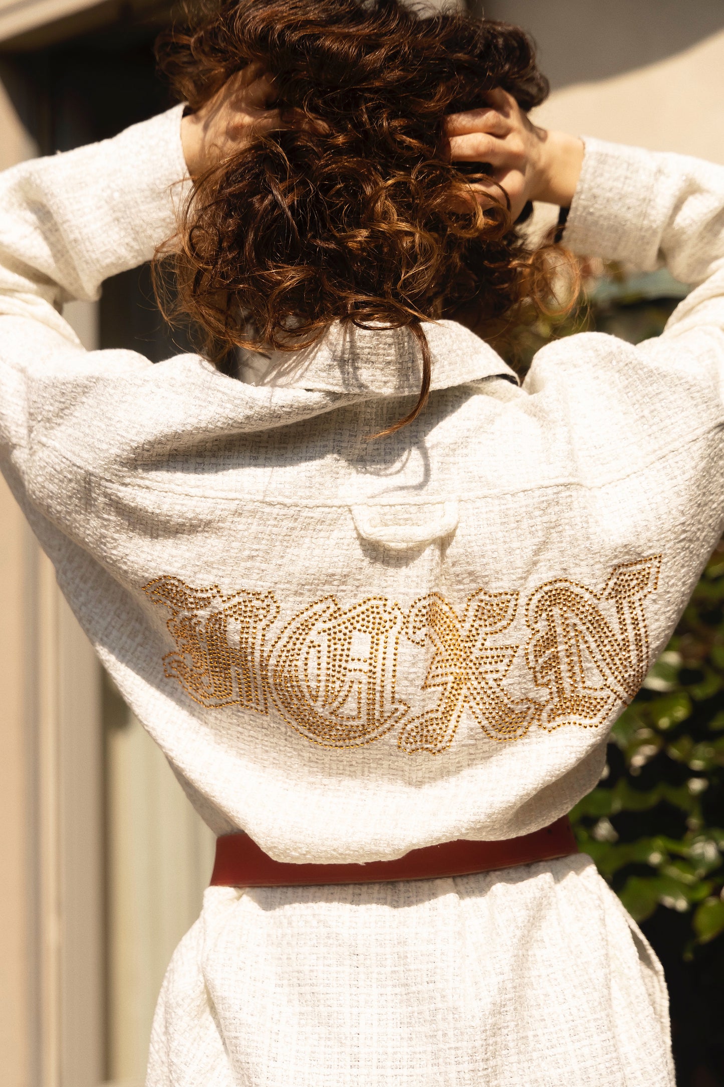 UNISEX OVERSIZED WHITE TWEED SHIRT