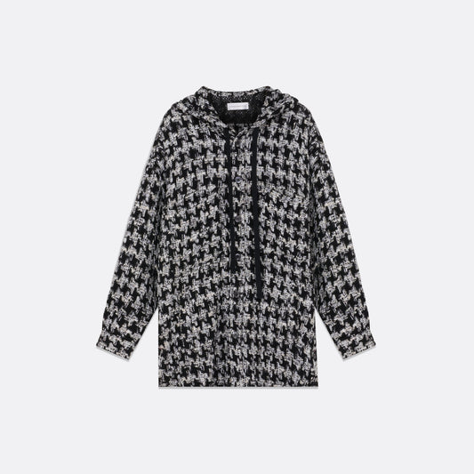 UNISEX HOODED OVERSIZED TWEED SHIRT