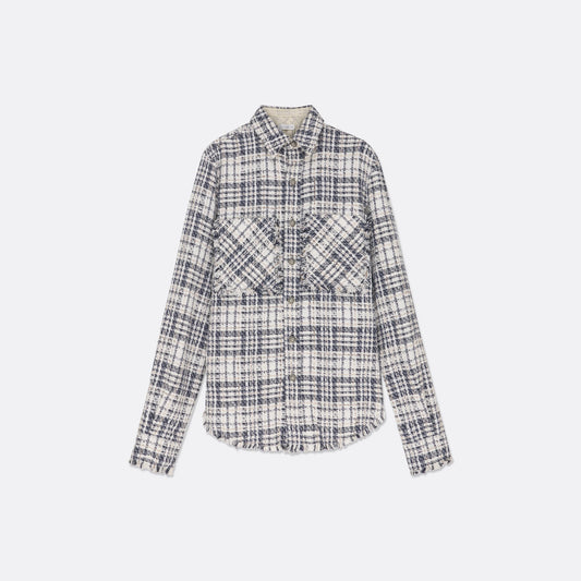 UNISEX STRUCTURED OVERSIZED NAVY TWEED SHIRT