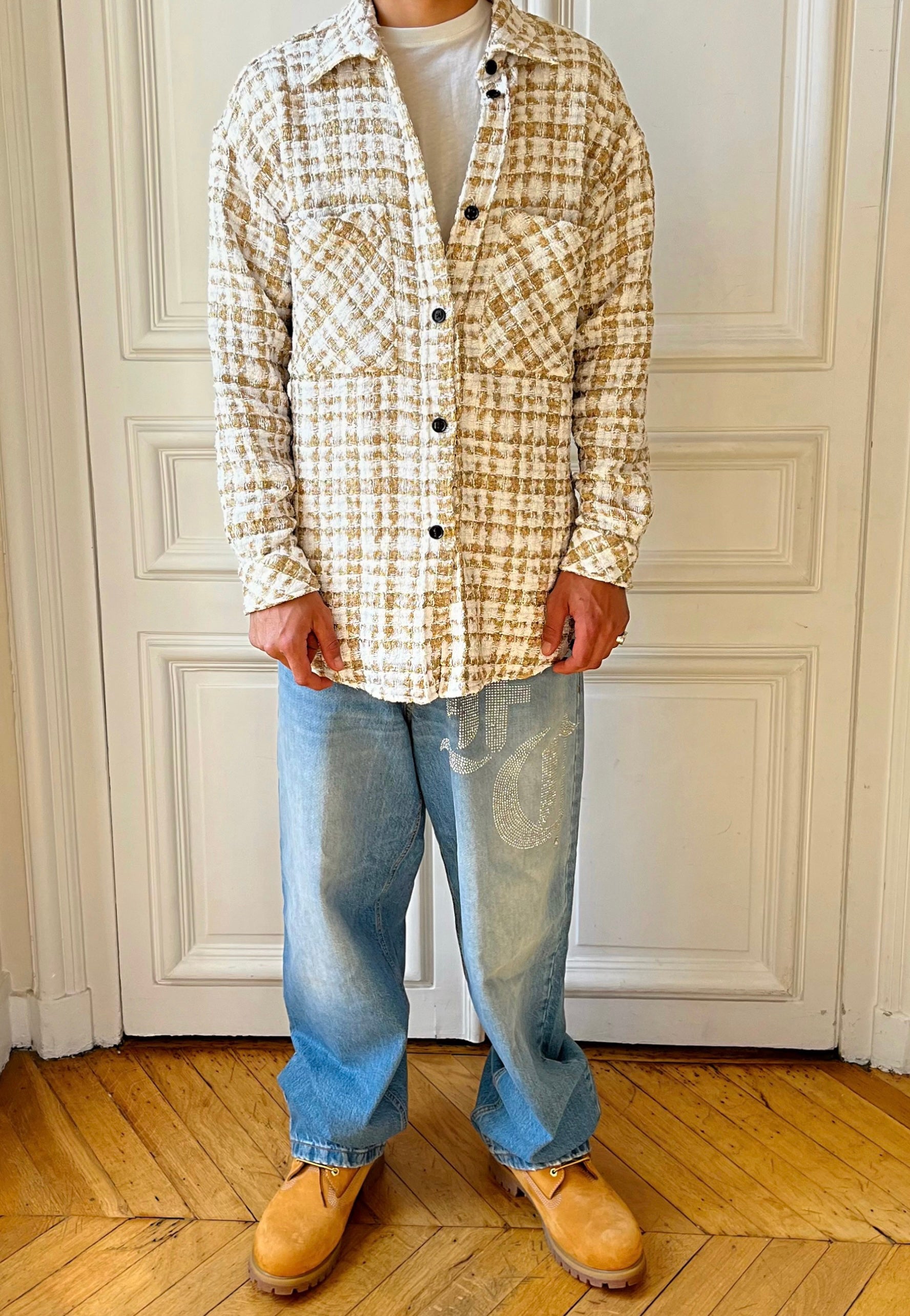 faith connexion oversized tweed shirt