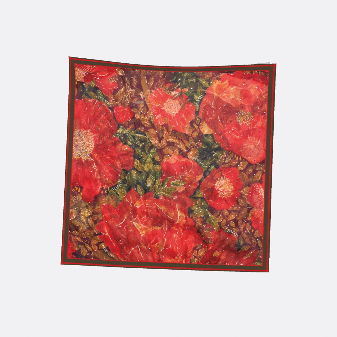 FLORAL SILK CREPE DE CHINE SCARF