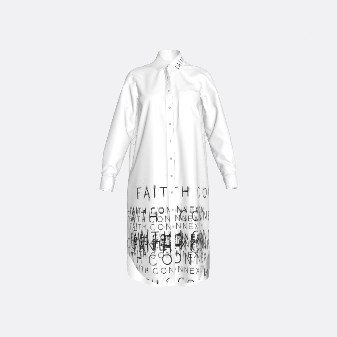 LONG COTTON POPLIN SHIRT DRESS WITH FAITH CONNEXION LOGO