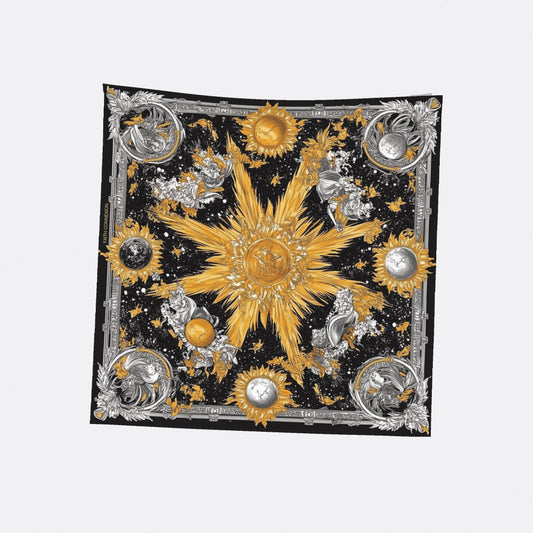 ASTROLOGICAL PRINT SILK CREPE DE CHINE SCARF