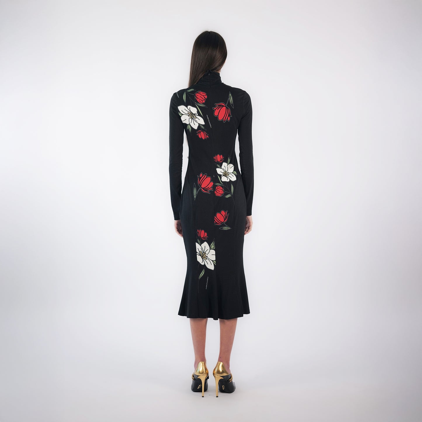 HIGH-NECK FLORAL PRINT BODYCON DRESS | KATE PEREZ