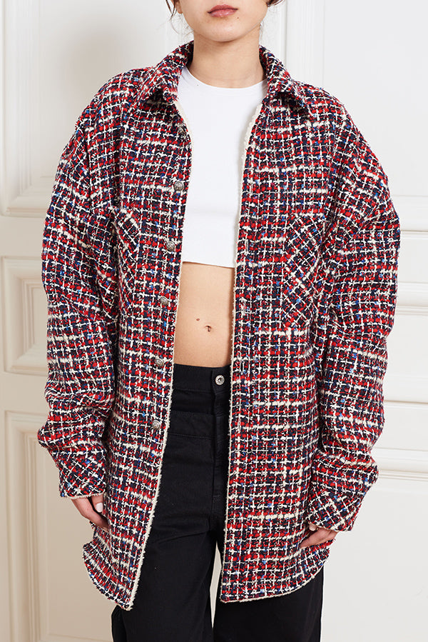 SHEARLING OVERSIZED TWEED SHIRT - Faith Connexion