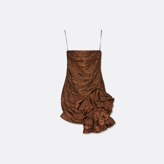 COPPER STRAPLESS MINI DRESS