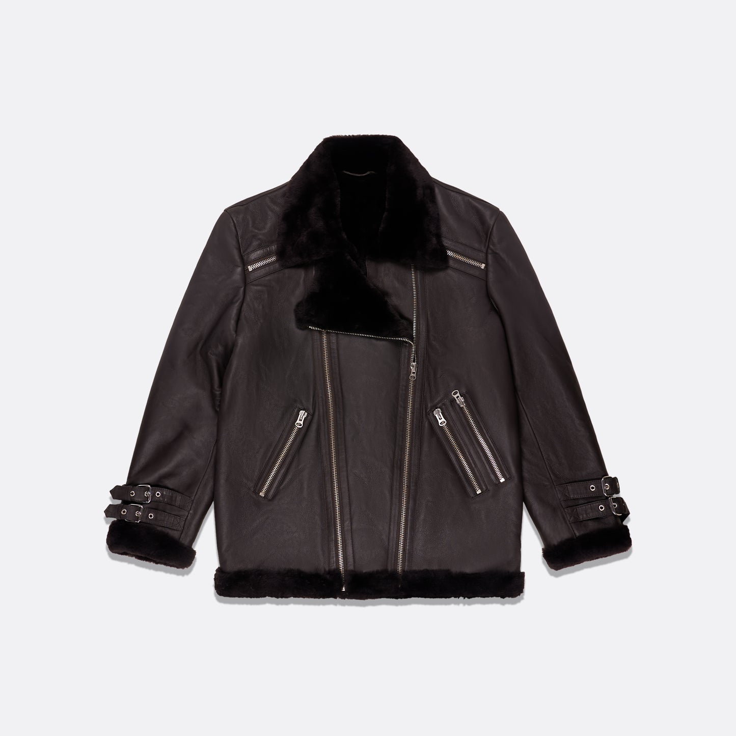 BLACK SHEARLING JACKET