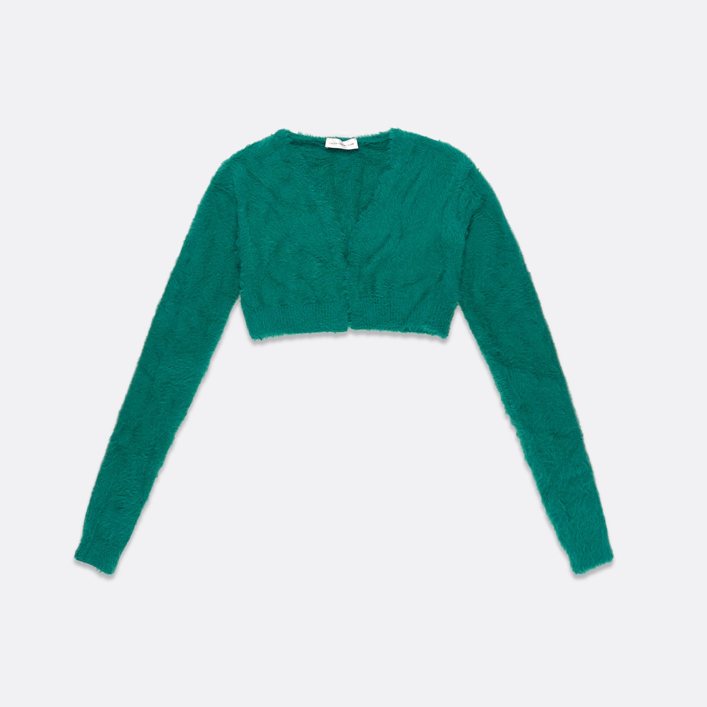 KNITTED HIGH COLLAR CROPPED CARDIGAN