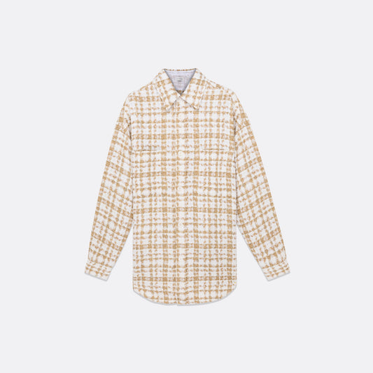 UNISEX OVERSIZED WHITE&GOLD TWEED SHIRT