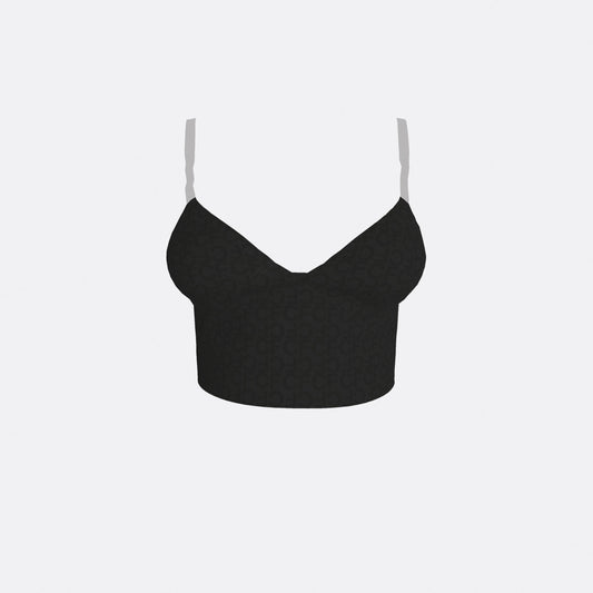 STRETCH COTTON MONOGRAM CROP TOP