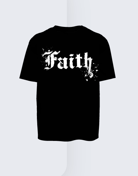 Faith Tee Basic Black Small Print Organic Cotton Jersey