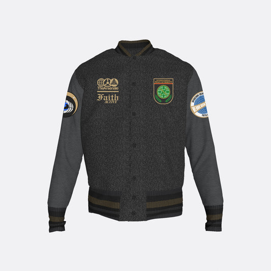 PATCH-EMBELLISHED VARSITY JACKET