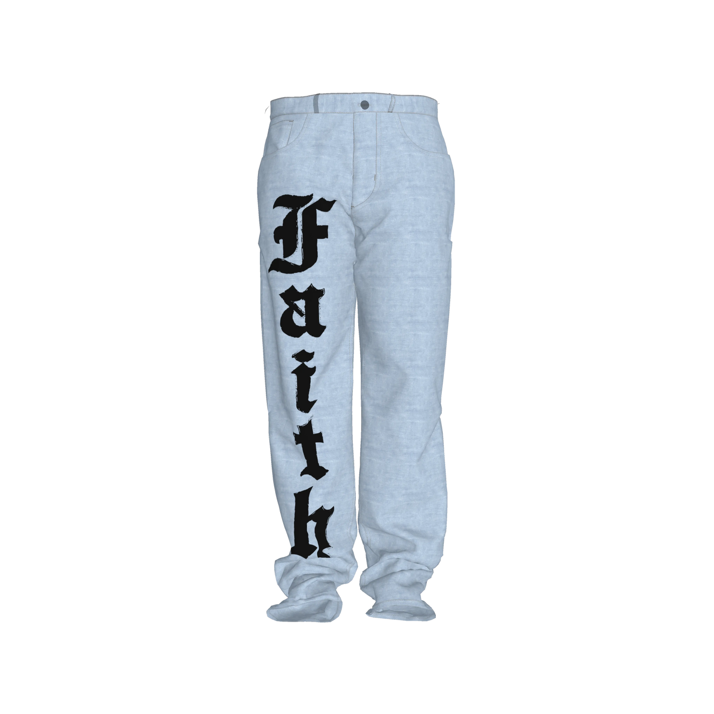 FAITH PRINT DENIM-STYLE PANTS