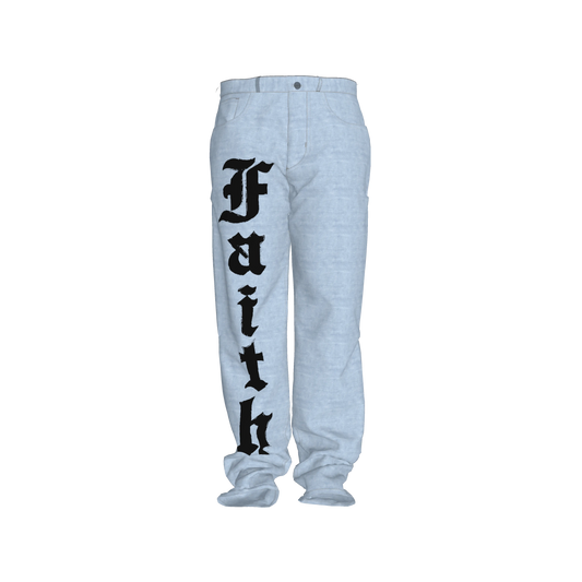 FAITH PRINT DENIM-STYLE PANTS